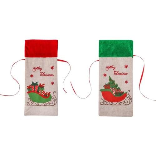 2 Pcs Christmas Sweater Wine Bottle Cover, Reusable Wine Bags for Holiday Party Christmas Decoration