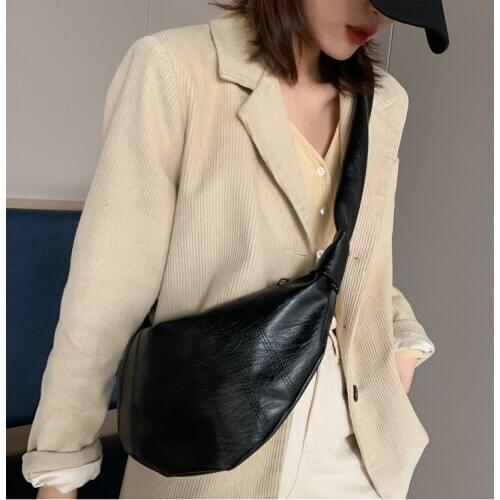 2020 PU leather bag Ladies shoulder messenger bag New trend student chest bag Textured handbag
