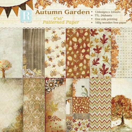 24Pcs/Lot Autumn Retro Material Papers DIY Scrapbooking Album Diary Gift Decorative Paper Scrapbooking Paper