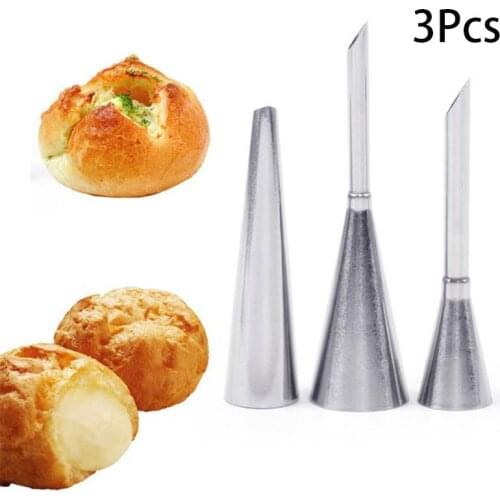 3 Pieces/set Of Puff Decorating Nozzle Decorating Bag Nozzle Set Stainless Steel Cupcake Cake Decoration Tips New Products