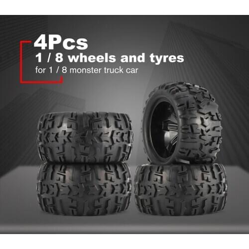 4Pcs 150mm Wheel Rim and Tires for 1/8 Monster Truck Traxxas HSP HPI E-MAXX Savage Flux Racing RC Car Model Toys Hobby Parts