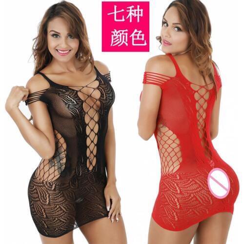 7 colors Womens sexy mesh Fishnet piece of clothing network dress skirt pack skirt tight Lingerie Bodysuit
