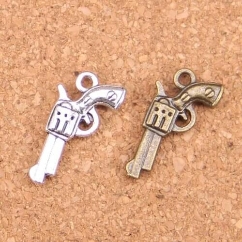 80pcs Charms pistol gun 22x12mm Antique Pendants,Vintage Tibetan Silver Jewelry,DIY for bracelet necklace