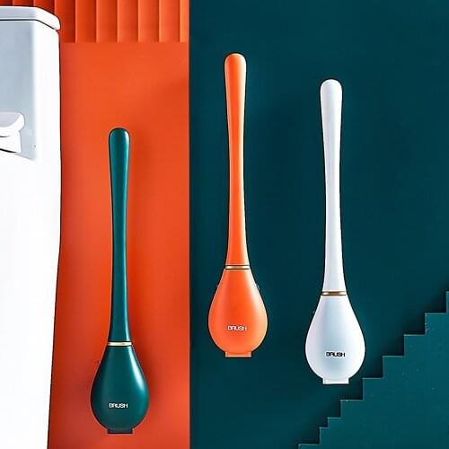 Baseball Bat Toilet Brush Silicone Toilet Brush with Toilet Brush Holder Drilling-Free Quick Drying Tools Bathroom Accessories