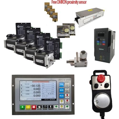 CNC kit ddcsv3.1 4-axis motion control system Leadshine 2.3nm nema23 stepper motor + driver 1.5kw inverter 400W40V power supply