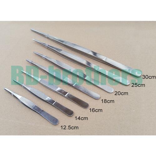 CR Thickened Round Head Medical Stainless Steel Tweezers With Anti-skid Slot Nipper Forceps 200pcs/lot