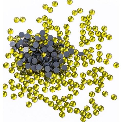 Hot Fix Rhinestones Peridot 288/1440pcs Glass Stone Crystal Flatback Cabochons DIY Iron On Garments High Quality Rhinestones