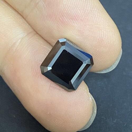 Hot Sale 7.5*7.5mm Asscher Cut D VVS Loose Black Stone Moissanite Diamond Lab Created Make For Ring Pendant