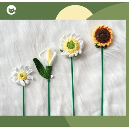 Pet Toy Funny Cat Dog Stick Toy Cat Rods Catnip Bell Cute Hand Knitted Flower Clean Teeth Interactive Toys Kitten Cat Supplies