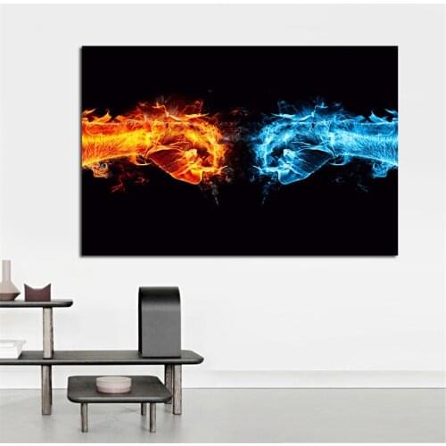 Canvas Painting Ice and Fire Hand Pictures Wall Art Picture Cuadros Posters and Prints for Living Room Bedroom Home Decor
