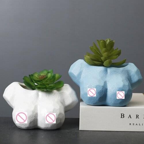 Nordic Human Body Ceramics Flower Pot Outdoor Balcony Cactus Succulents Plants Bonsai Pot Crafts Garden Decoration Accessories