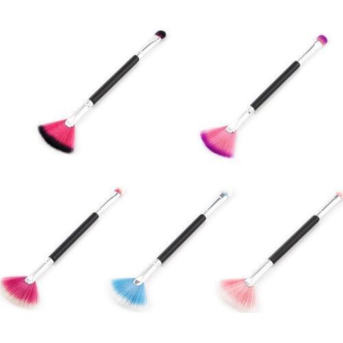 Makeup Brushes Professional Dual Sided Soft Eye Shadow Applicator + Blending Fan Brush High Quality Cosmetic Tools