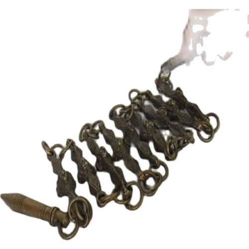 Chinese Kungfu pure copper old nine Whip Lion head whip Qigong whip