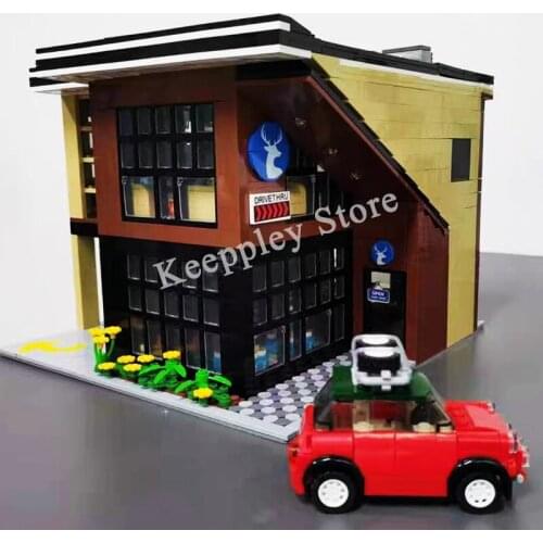 Street View Series MOC-45635 Modern Cafe Model Building Blocks Bricks Coffee Shop House Christmas Presents for Children 2446 PCS