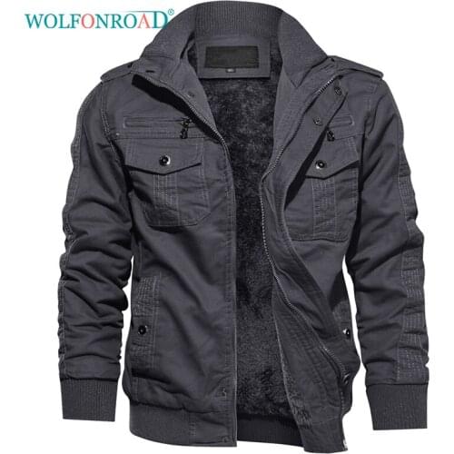 WOLFONROAD Hiking Camping Jacket Men Winter Outdoor Hunting Jackets Thick Fleece Jacket Tactical Military Cargo Coat Outerwear