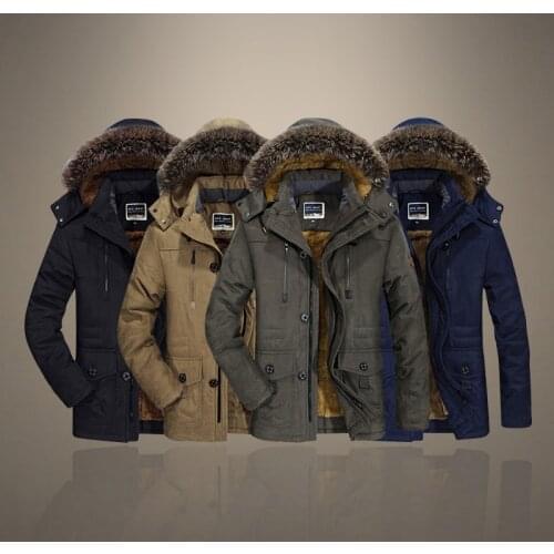 Mens Jackets Casual Fleece Coats Cotton Jacket Scarf Collar Fashion Hooded Male Outwear Slim Fit Hoody Overcoat Mens Clothing