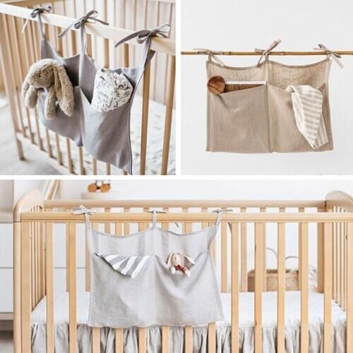 Multifunctional Storage Bag Double Grid Diaper Clothing Debris Crib Storage Hanging Bag Home Bedroom Bedside Hanging Bag