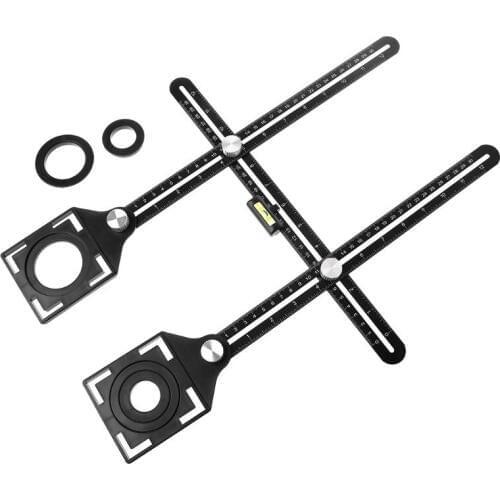 Aluminum Alloy Multi Angle Measuring Six-Fold Ruler Positional Locator Universal Trepanning Lineation Tile Glass Punching Tool