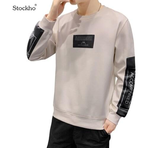 2021 Mens Sweater Sports Casual Jacket Fashion Japanese and Korean Mens Cotton Long-Sleeved T-Shirt Round Neck Bottoming Shirt