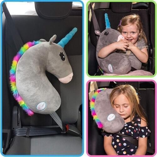 Cute Unicorn Car Seatbelt Cover Pillow PP Cotton Plush Car Safety Belt Shoulder Pad for Kids Children Neck Pillow Cartoon Doll