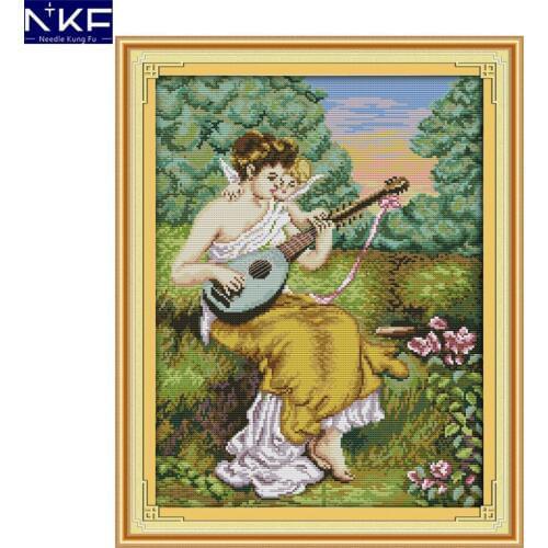 NKF Pipa Girl Pattern Counted Cross Stitch Cross Stitch DIY Cross Stitch Kit for Embroidery Home Decor Needlework Cross Stitch