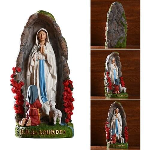 New Virgin Mary Statue Hand Painted Resin Crafts Creative Religious Ornaments for Home Living Room Office