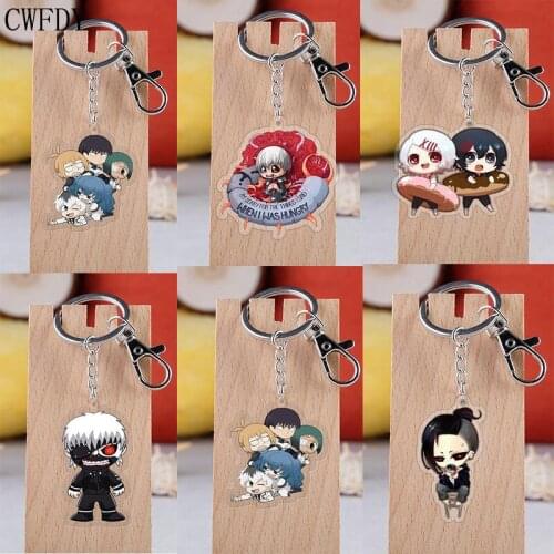 New Anime Tokyo Ghoul Keychain Double Sided Key Chain Cartoon Print Acrylic Cosplay Pendant Key Ring Holder Trinkets For Adults