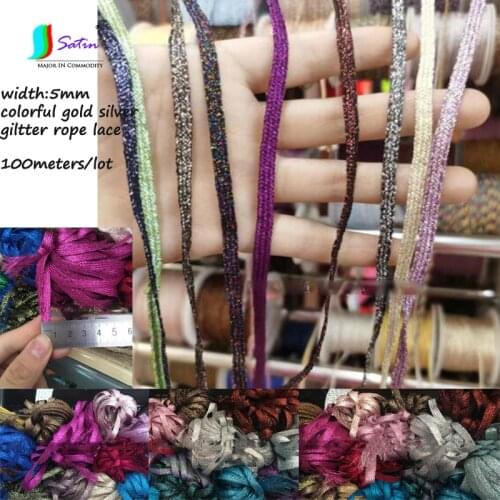 Wholesale 5mm Colorful Gold Silver Giltter Rope Lace DIY Hand Flowers Hair Belt Clothing Lace Notebook Decorative Glitter Rope