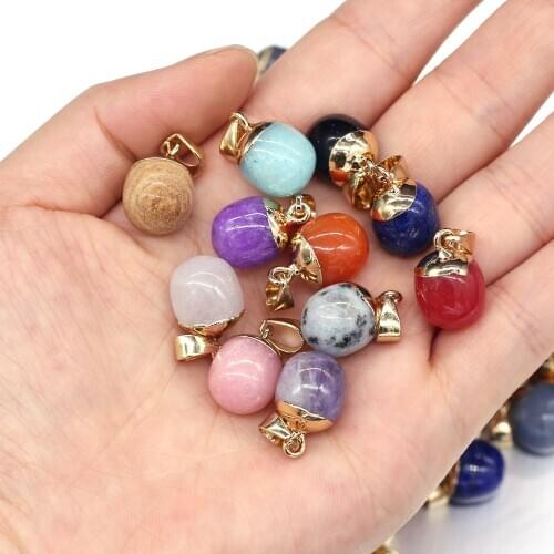 Trendy Natural Stone Crystal Pendants Bean Shape Agates Quartz Pendant For Jewelry Making DIY Charm Earrings Necklace 3Pcs