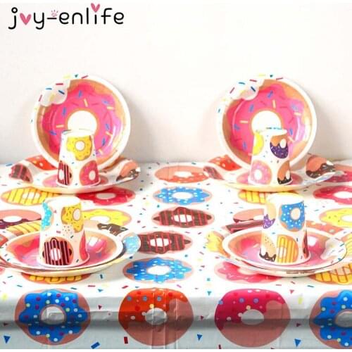 Donut Mermaid Dinosaur Unicorn Birthday Party Tableware Set Candy Bar Party Decoration Baby shower Party Decorate Wedding Table