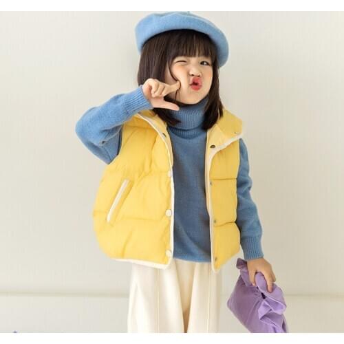 Casual Toddler Coat Baby Girl Winter Clothing Waistcoats Warm Kids Clothes Children Vest Jacket Coats Yellow For Girl Boy