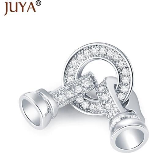 Supplies For Jewelry 5 pcs Copper Zircon Rhinestone Infinity Heart Clasps For DIY Pearls Necklace Bracelet Fastening Accessories