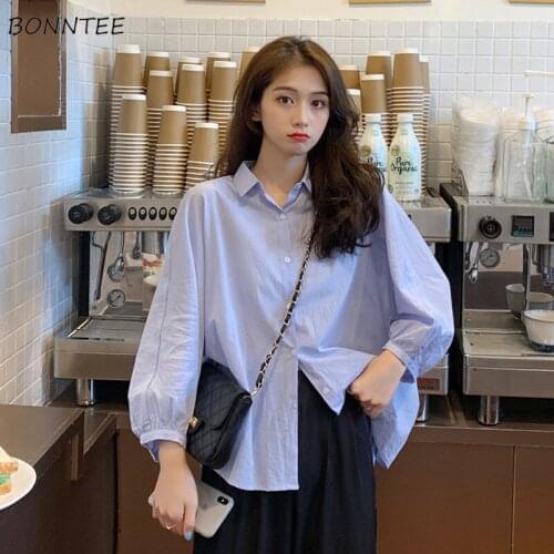 Shirts Women Pure Office Lady Elegant All-match Simple Single Breasted Tender Basic Temperament Leisure Popular Hot Sale Spring
