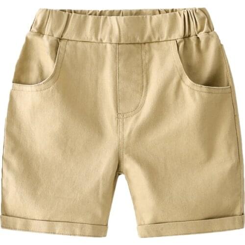 Solid Boys Shorts Cotton Casual Kids Pants Elastic Waist Mid Loose Boys Clothes Summer Children Cargo Pants Boys Clothing