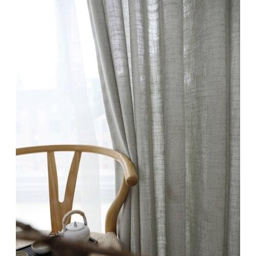 Modern Linen Curtain for Living Room Bedroom pure color cotton linen curtains tulle fabrics custom gauze semi-shading ramie yarn