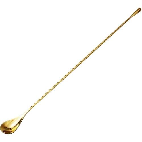 Stainless Steel Spiral Long Handle Mixing Stir Cocktail Spoon Bar Bartender Tool Ice Cream Coffee Dessert Scoop for Canteen