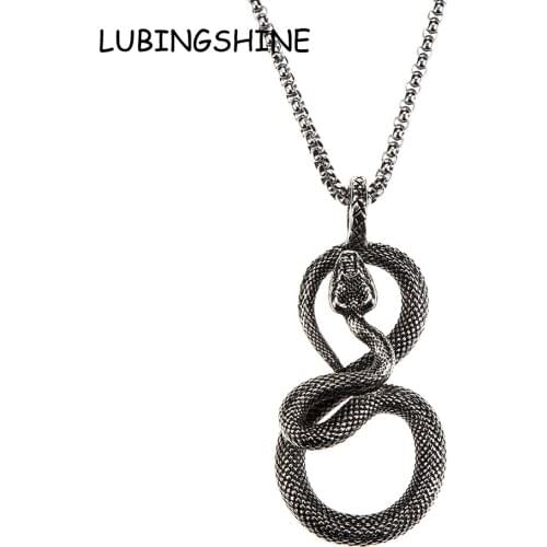 Vintage Stainless Steel Snake Necklace for Women Anima Punk Necklace Prayer Jewelry Female Jewelry Gift