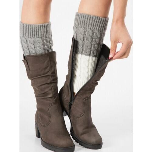 Double Impact Color Knitted Warm Leg Sleeve Warmers Boots Knee Trim Boot Solid Color Legging Warmer
