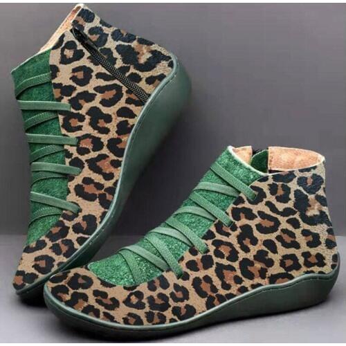 2019 Winter Fashion Suede Flock Women Ankle Boots Leopard Red Woman Shoes Snake Skin Wedge Casual Ladies Girls Plus Size 43