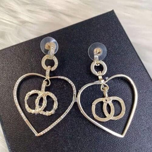 Brand Pure 925 Sterling Silver Jewelry For Women Gold Color Peach Heart Earrings Design Wedding Party Drop Unique
