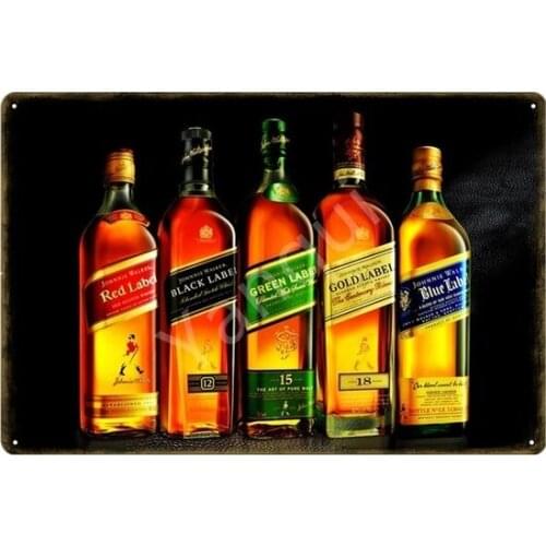 Gold Label Johnnie Walker Whiskey Beer Metal Tin Signs Vintage Retro Wine Wall Poster Bar Pub Club Shop Party Home Decor YI-170