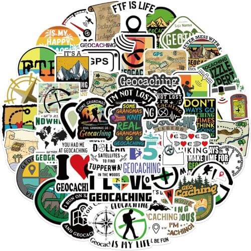 10/30/50pcs Outdoor Geocaching Stickers Decal Skateboard Laptop Luggage Phone Guitar Car Helmet Waterproof Sticker Kids DIY Toy