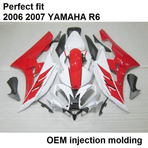 100% Fit Injection Mould Fairings For YAMAHA YZF R6 2006 2007 White Red Motorcycle Fairing Kit R6 06 07 HZ06