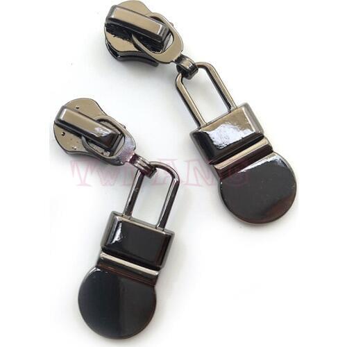 20pcs/lot, Simple Gun Black Plated 5# Zipper Slider with Unique Zipper Pull