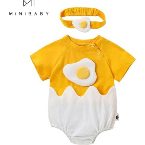2021 Baby Girls Jumpsuits Summer Newborn Cotton Bodysuits For Boys 0-24m Short Sleeve Clothes 2 Pcs Twins Yellow Clothing Outift