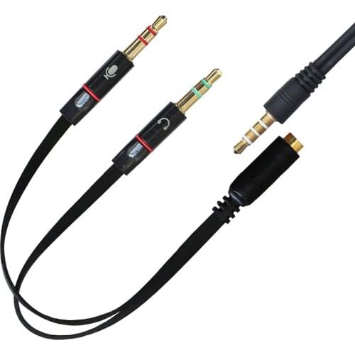 3.5mm Audio Mic Y Splitter Cable Headphone Adapter Female To 2 Male Cable for PC Laptop