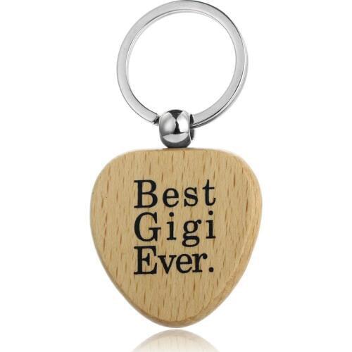 36PC Wooden Keychains Best Gigi Ever Heart Charm Pendant Keyrings Family Women Grandma Grandmother Birthday Gifts Bag Key Chains