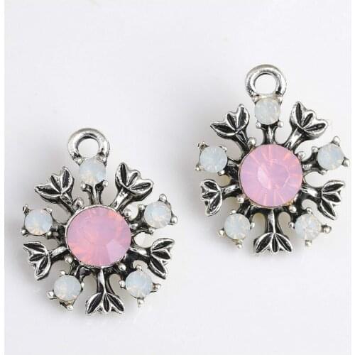 50pcs Flower Rhinestone Pearl Charms Pendant fit Necklace Bracelet Jewelry Accessories DIY Craft