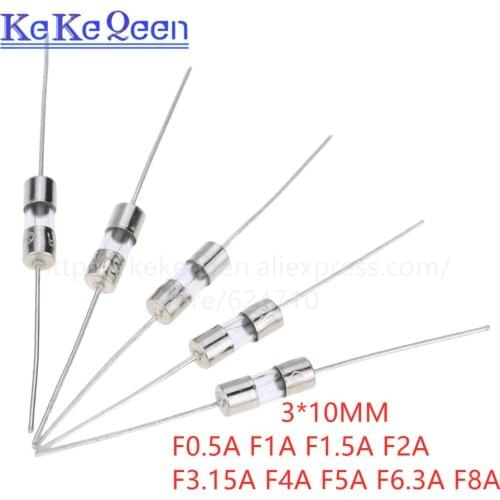 60PCS/lot fuse 3*10MM 0.5A 1A 1.5A 2A 3A 5A 3*10 3x10 With pin fuse Each 10pcs 3MM*10MM