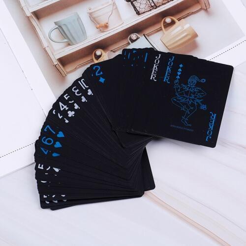 54PCS/lot Quality Waterproof PVC Plastic Playing Cards Set Trend Deck Poker Classic Magic Trick Tool Pure Black Magic Box-packed
